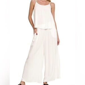 Zenana Woven Cami & Pants Set